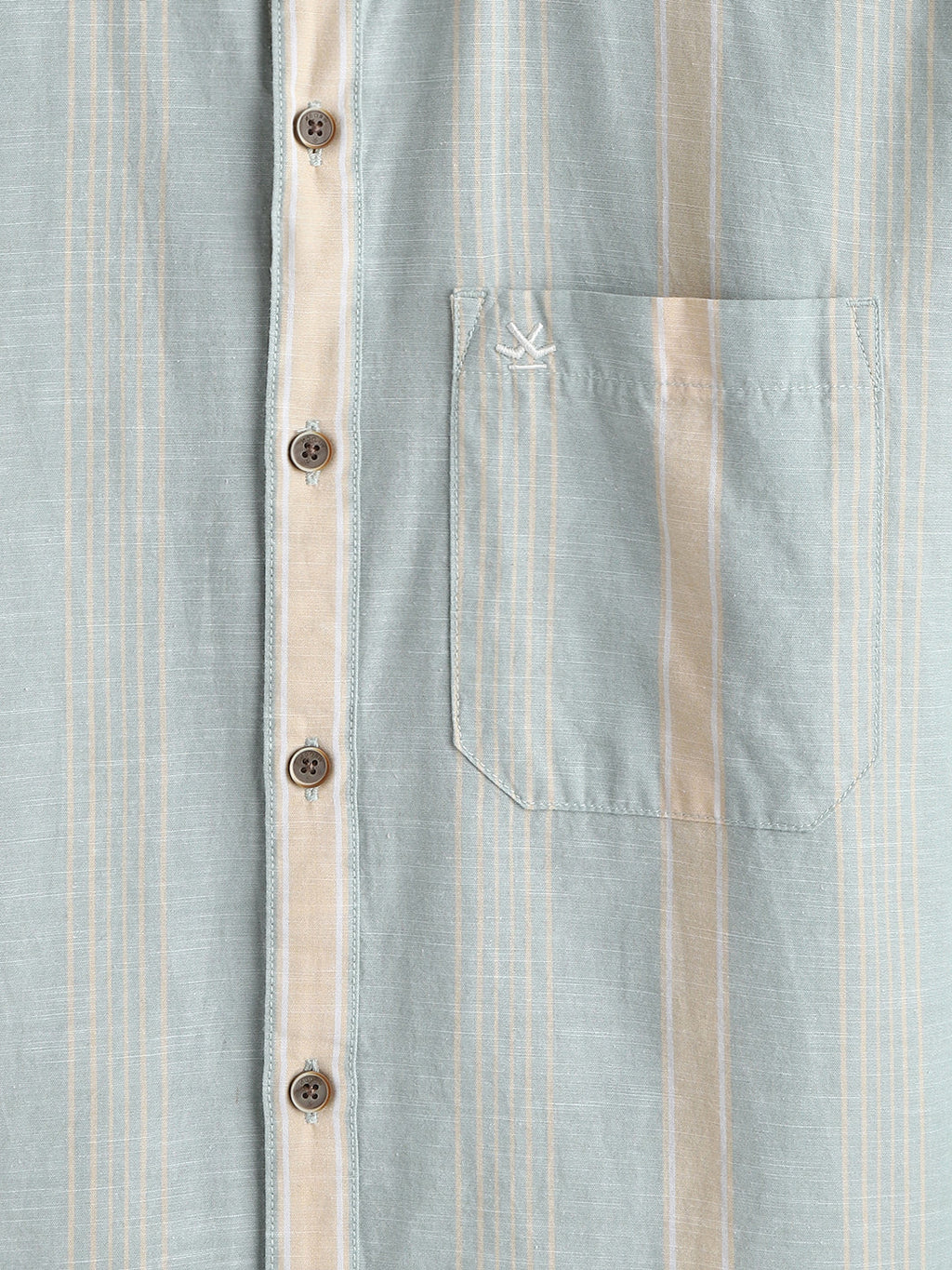 Cotton Slub Summer Stripes Shirt | Green