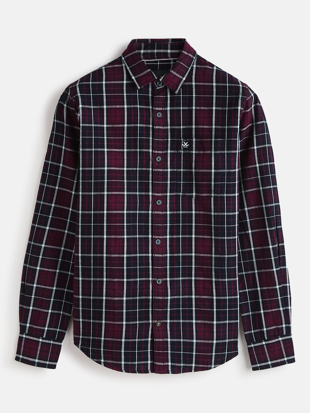 Classic Checked Cotton Shirt | Maroon