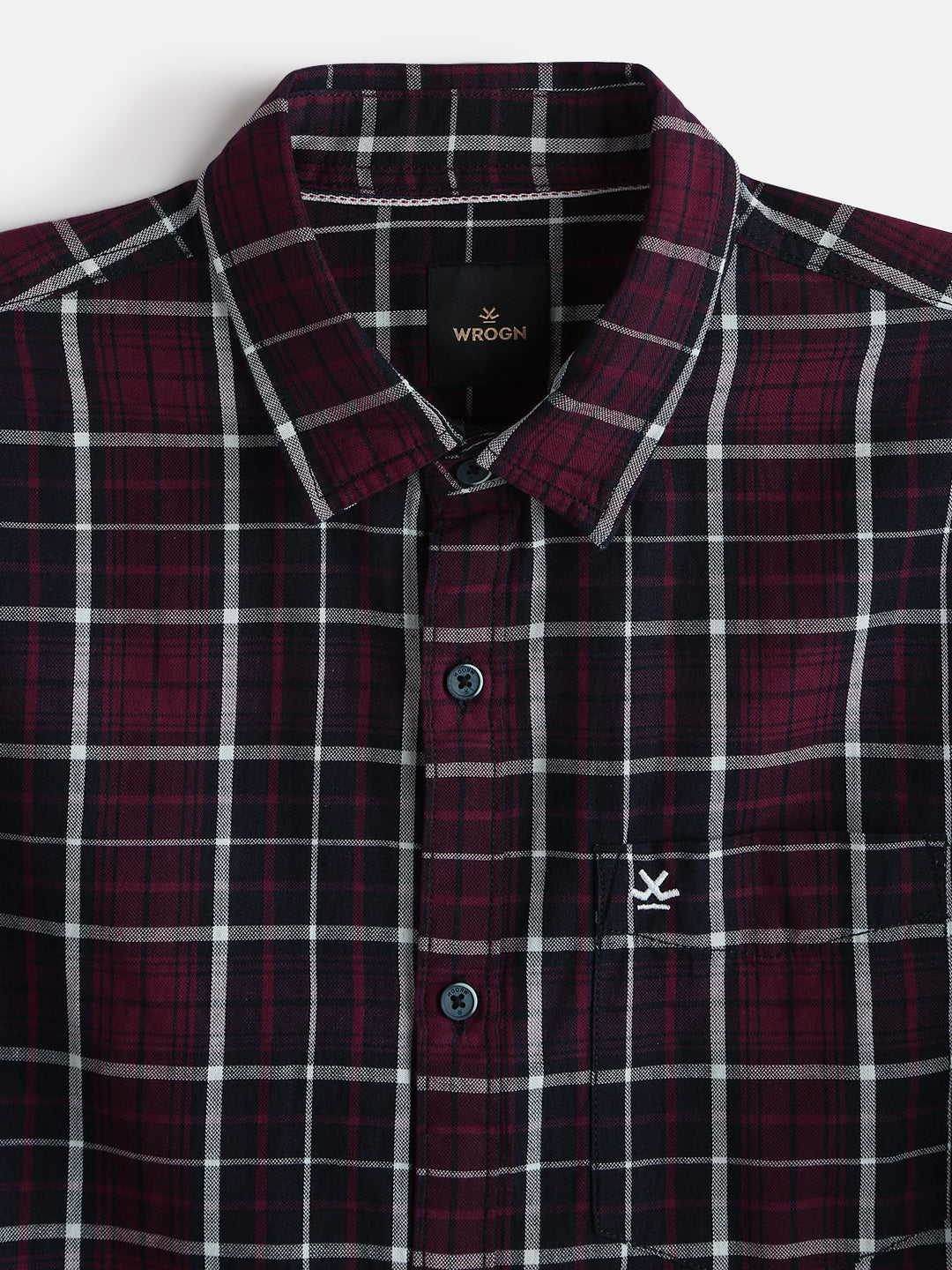 Classic Checked Cotton Shirt | Maroon