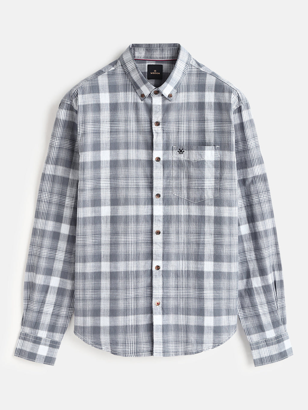 Checked Cotton Slub Shirt | Grey