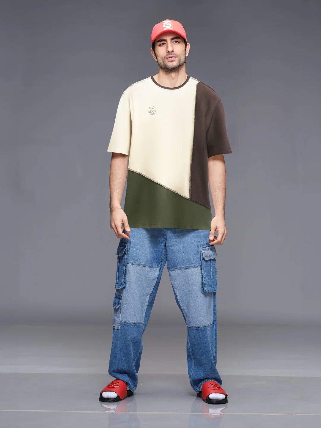 Casual Cut & Sew Crew Neck T-Shirt | Brown