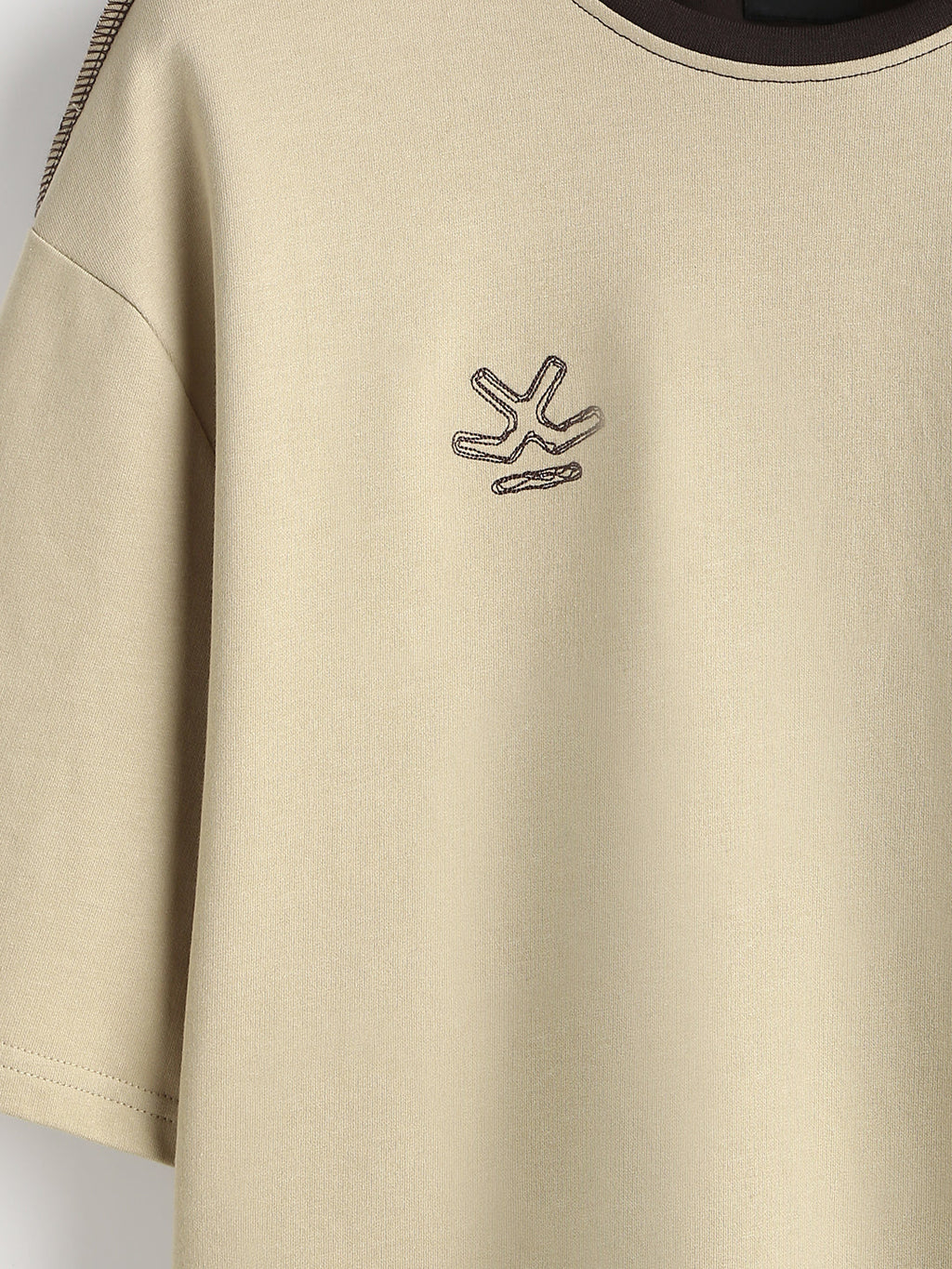 Casual Cut & Sew Crew Neck T-Shirt | Brown