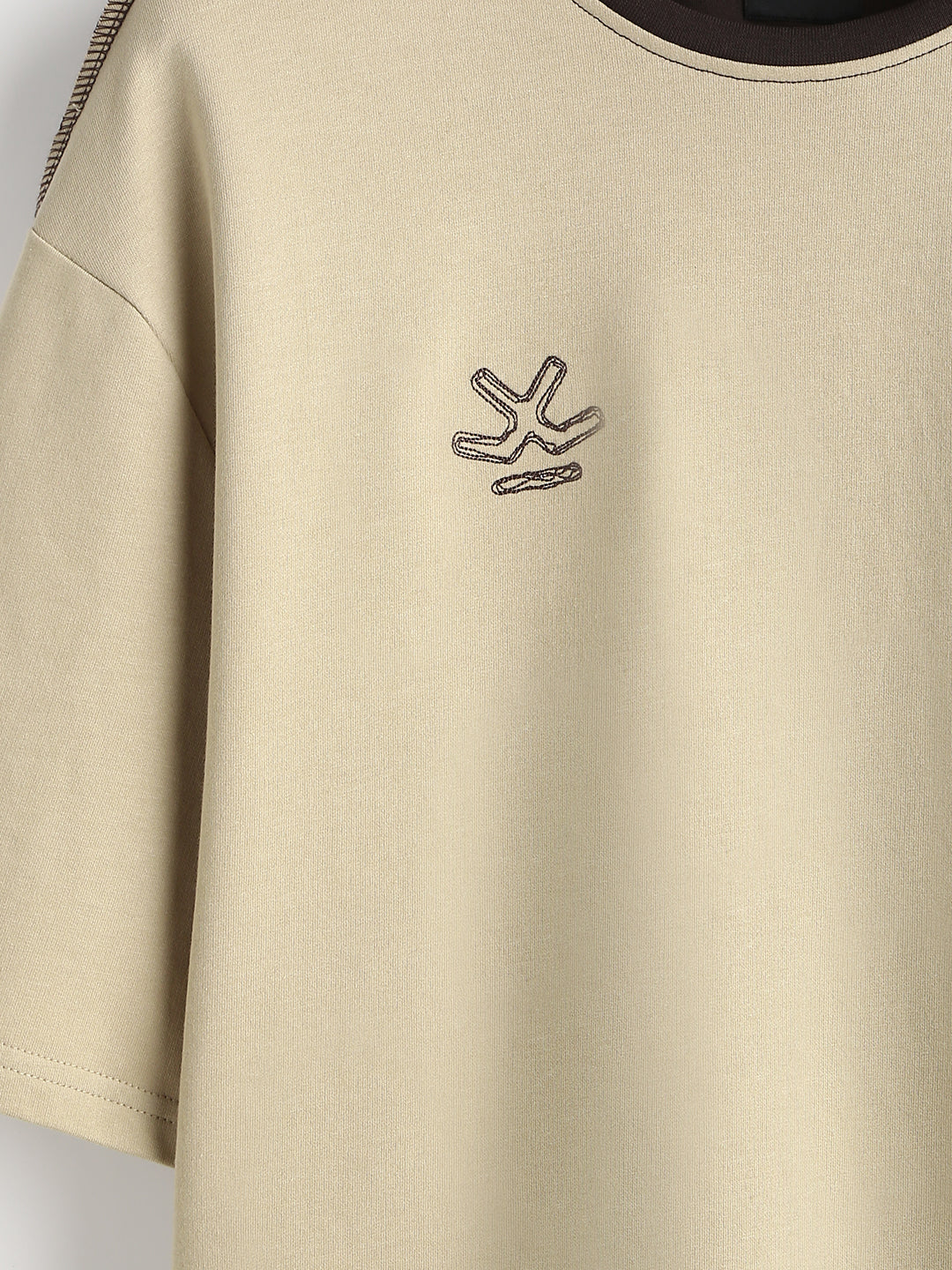 Casual Cut & Sew Crew Neck T-Shirt | Brown