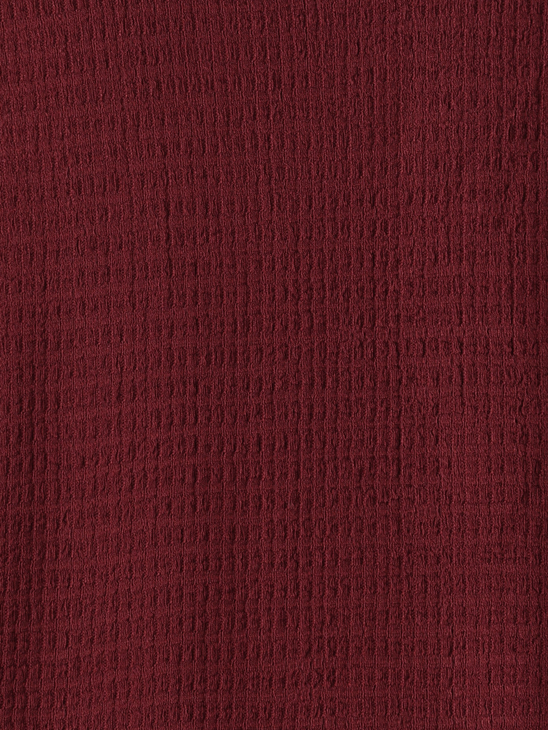 Oversized Jacquard Textured Crew Neck T-Shirt   | Maroon