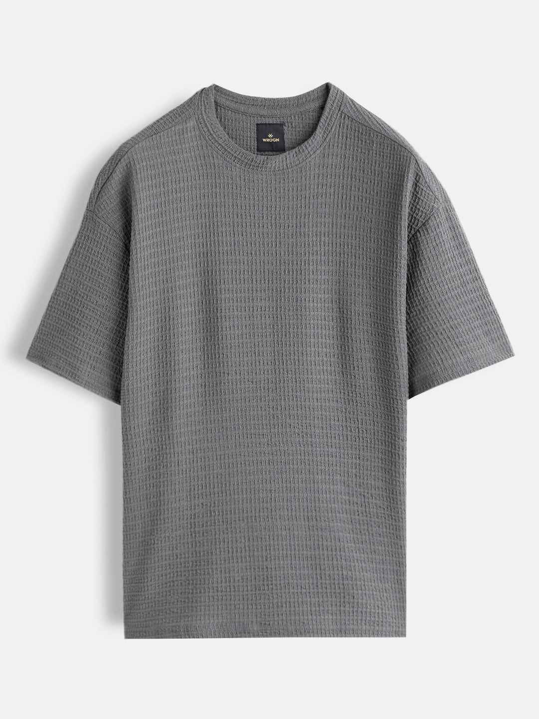 Honeycomb Textured Knit Crew Neck Pullover In Oversized Fit  |  Grey