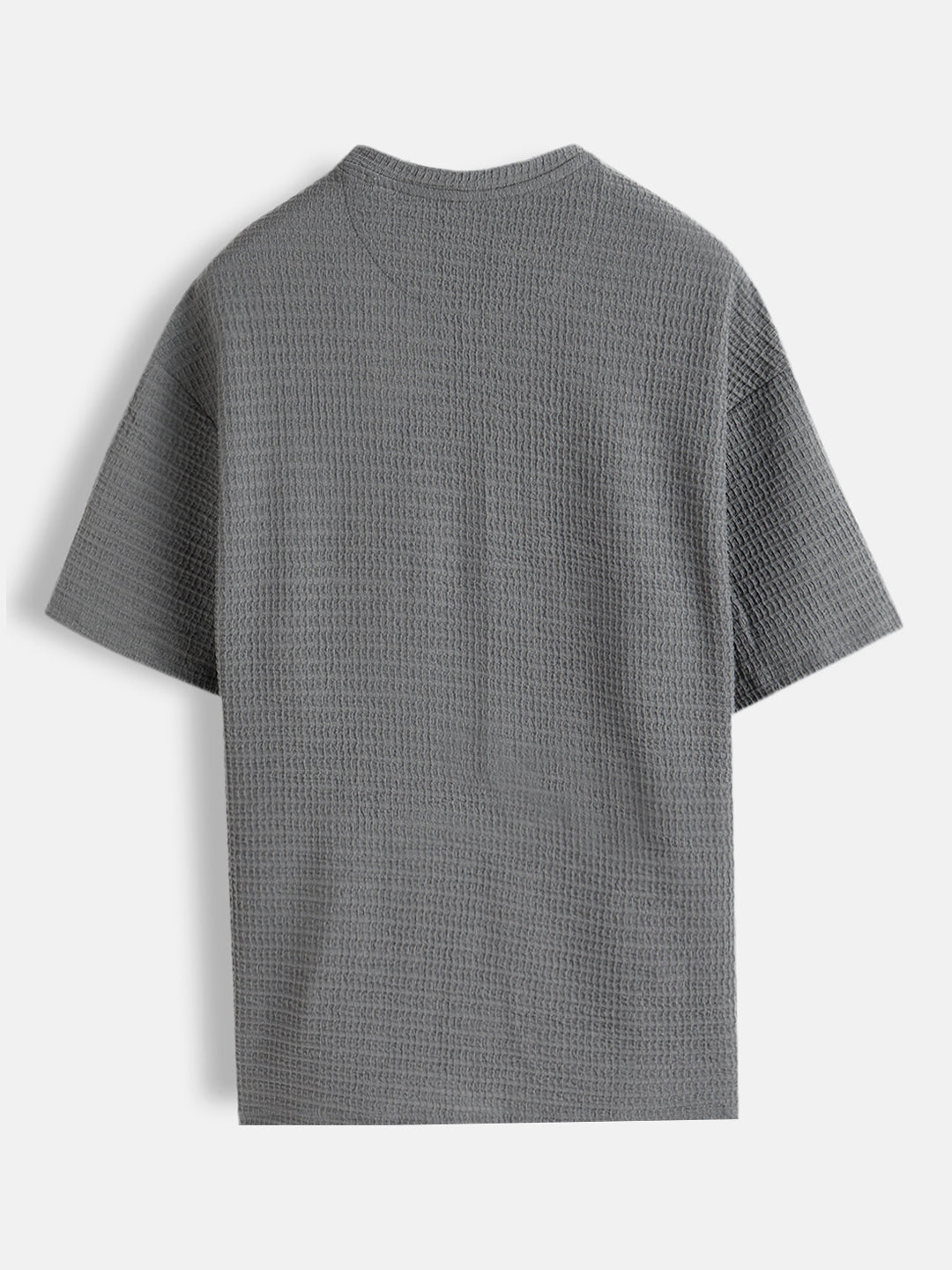 Honeycomb Textured Knit Crew Neck Pullover In Oversized Fit  |  Grey