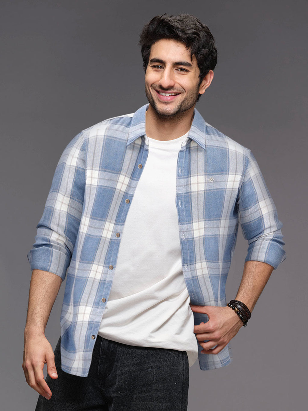 Checkered Pattern Casual Shirt For Men |Blue