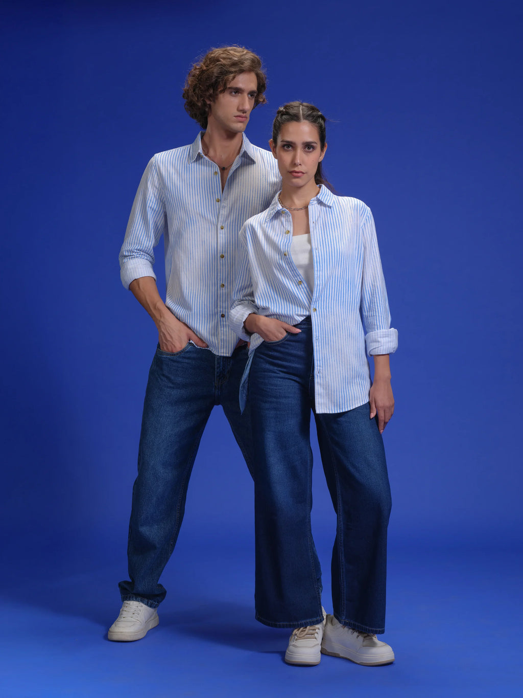 Corduroy Lenticular Stripe Print Shirt | White