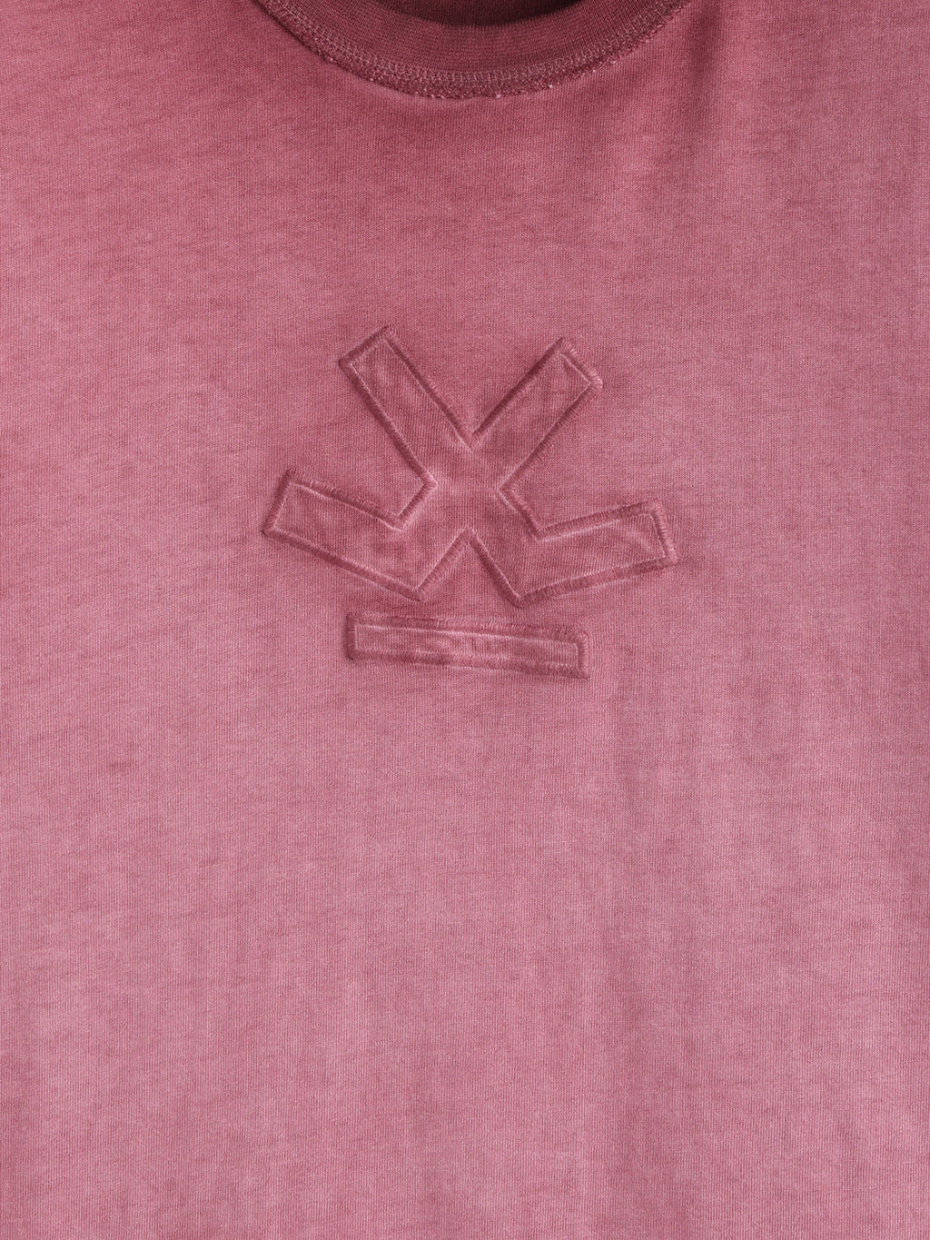 Grunge Pigment Washed T-Shirt With Logo Appliqué On Chest | Maroon