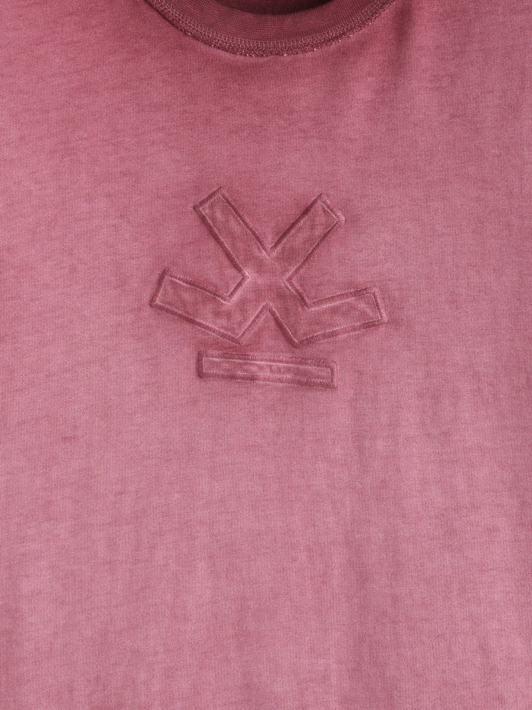 Grunge Pigment Washed T-Shirt With Logo Appliqué On Chest | Maroon