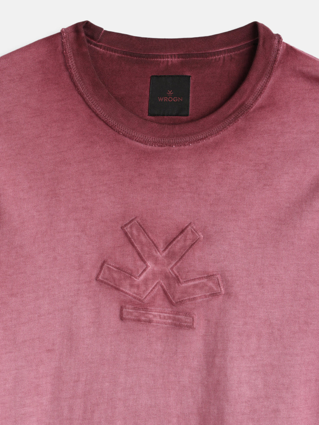 Grunge Pigment Washed T-Shirt With Logo Appliqué On Chest | Maroon