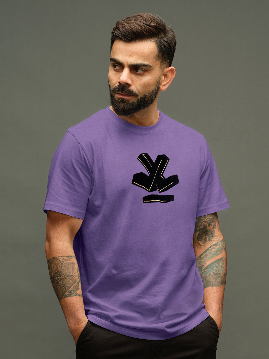 Slim Fit Metallic Flock T-Shirt | Purple