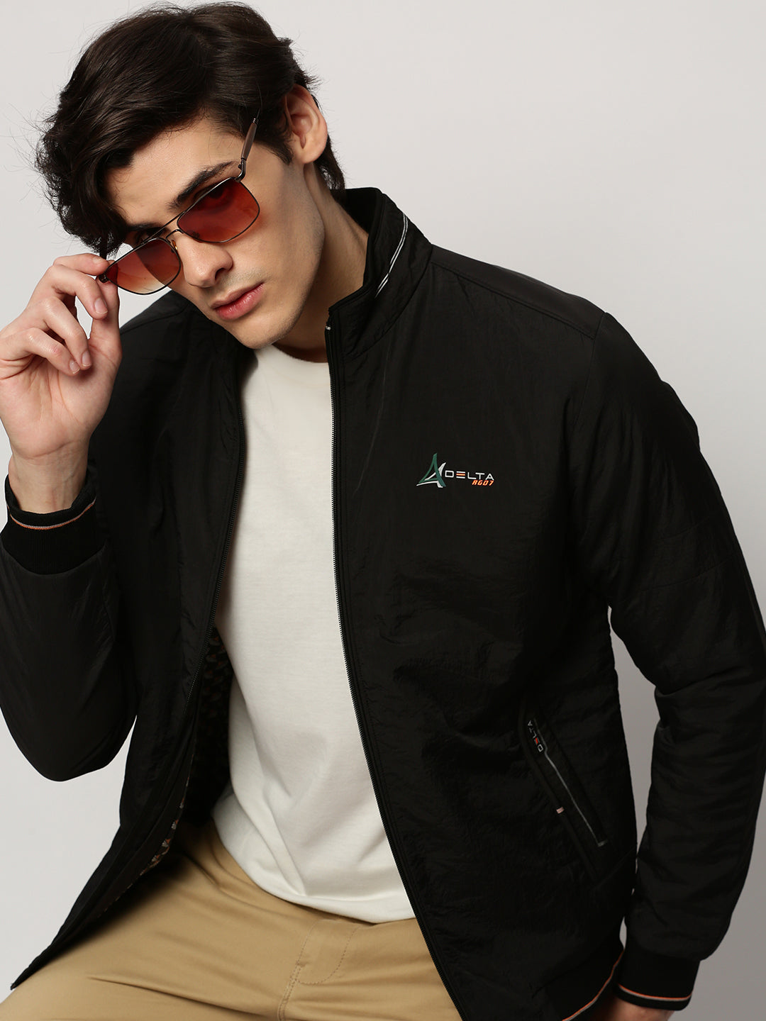 Men's Black Mock Collar Bomber Jacket