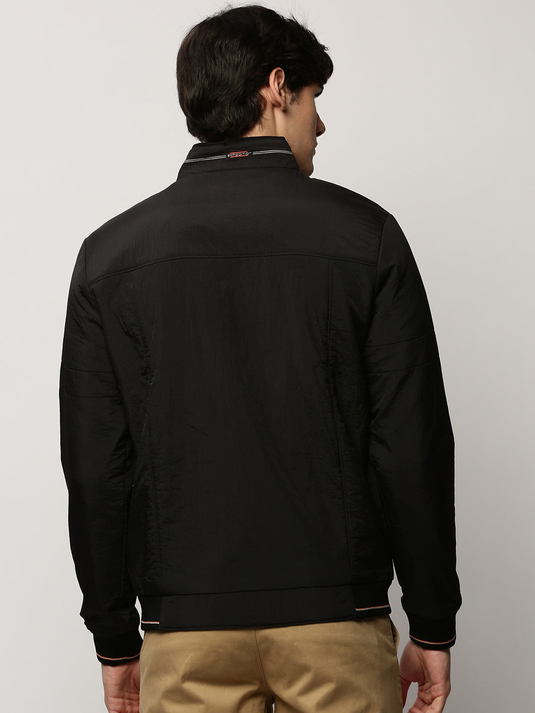 Men's Black Mock Collar Bomber Jacket