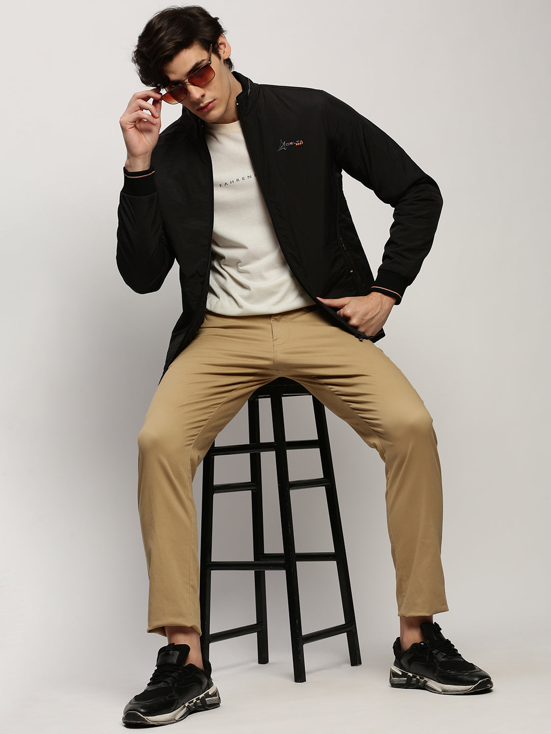 Men's Black Mock Collar Bomber Jacket