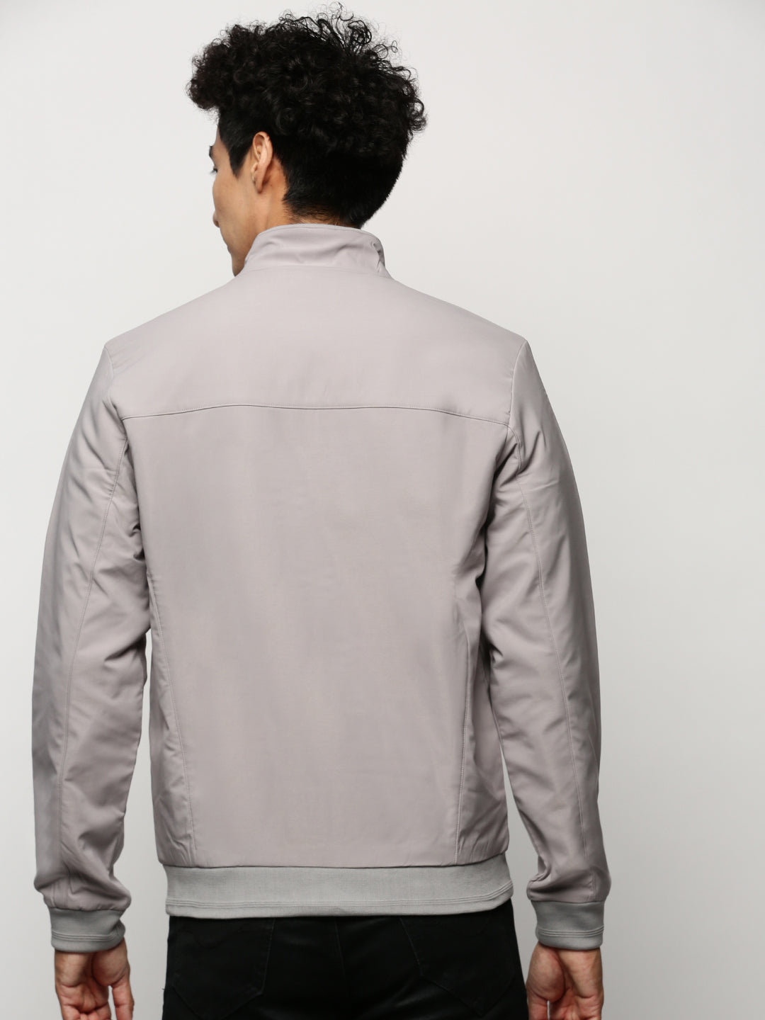 Men's Grey Mock Collar Bomber Jacket
