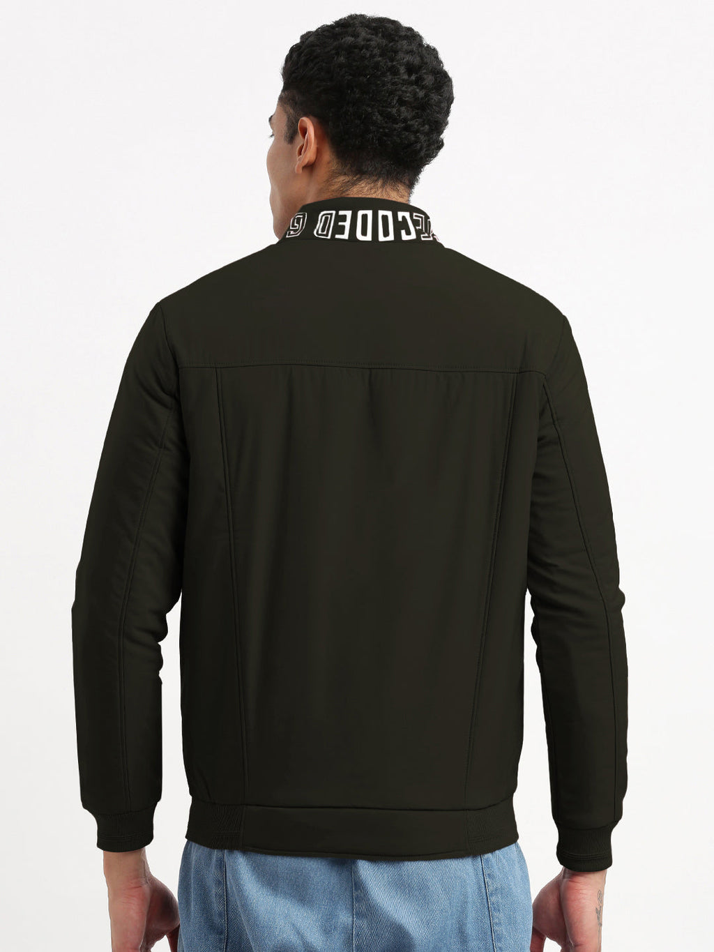 Men's Olive Mock Collar Bomber Jacket