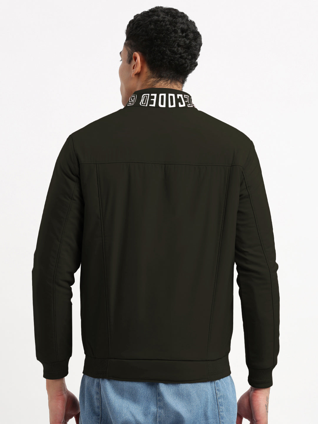 Men's Olive Mock Collar Bomber Jacket