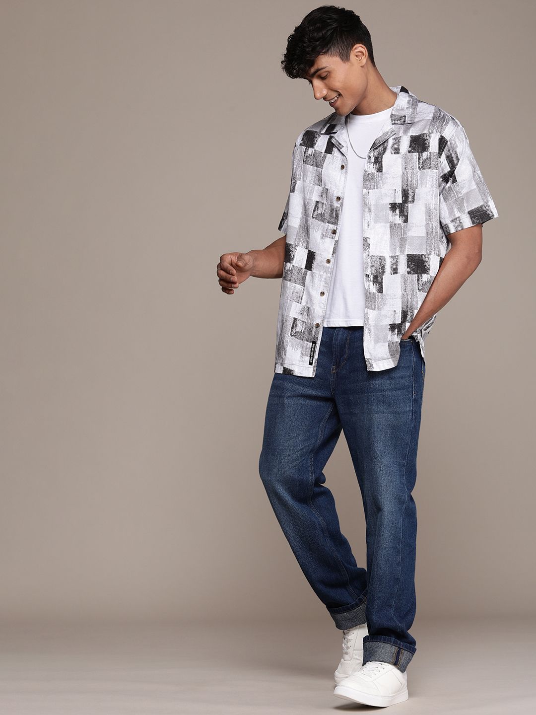 Abstract Plain Grey AOP Shirt