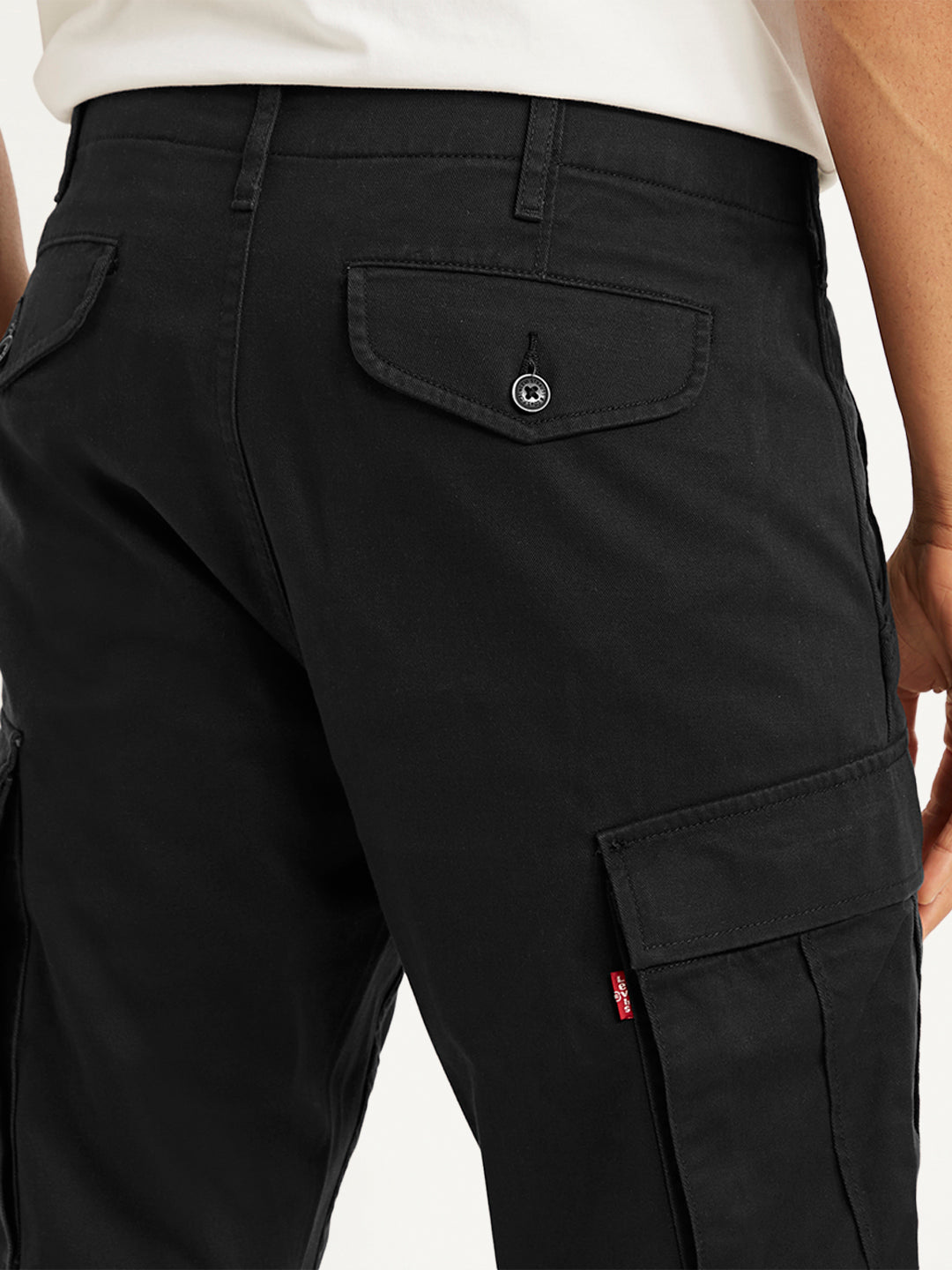 Men's Black Relaxed Fit Cargo Trousers