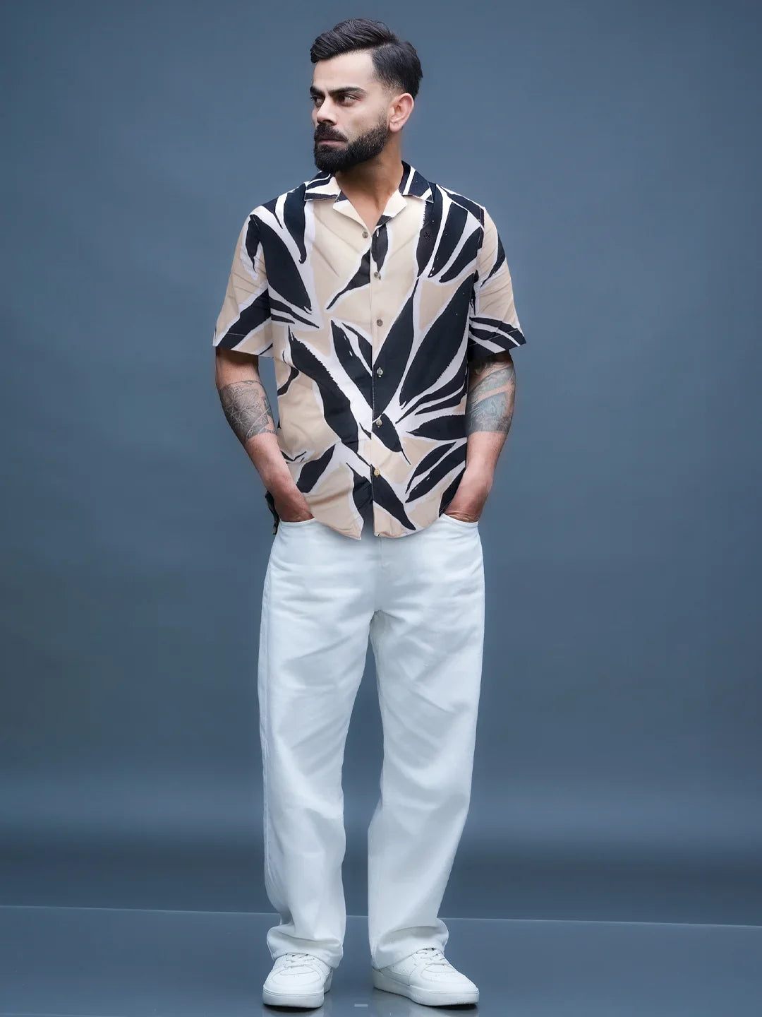 Casual AOP Resort Collar Shirt | Black