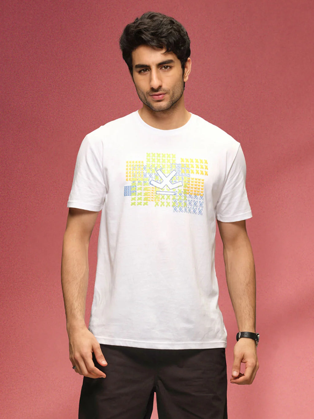 Cross-Stitch Inspired Brand Carrier Crew Neck With Embroidery   | Off White